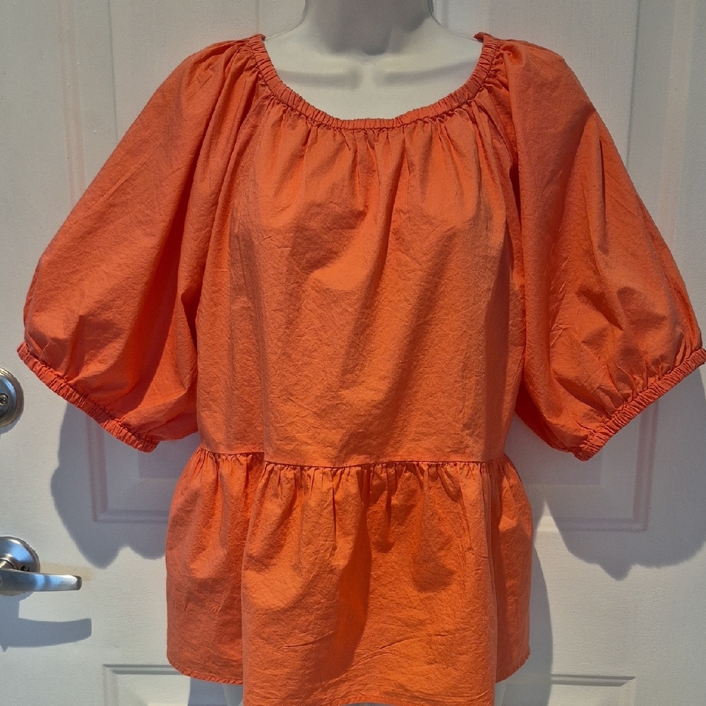 Old Navy Bright Coral Women's Peasant Top With Back Cutout size XL